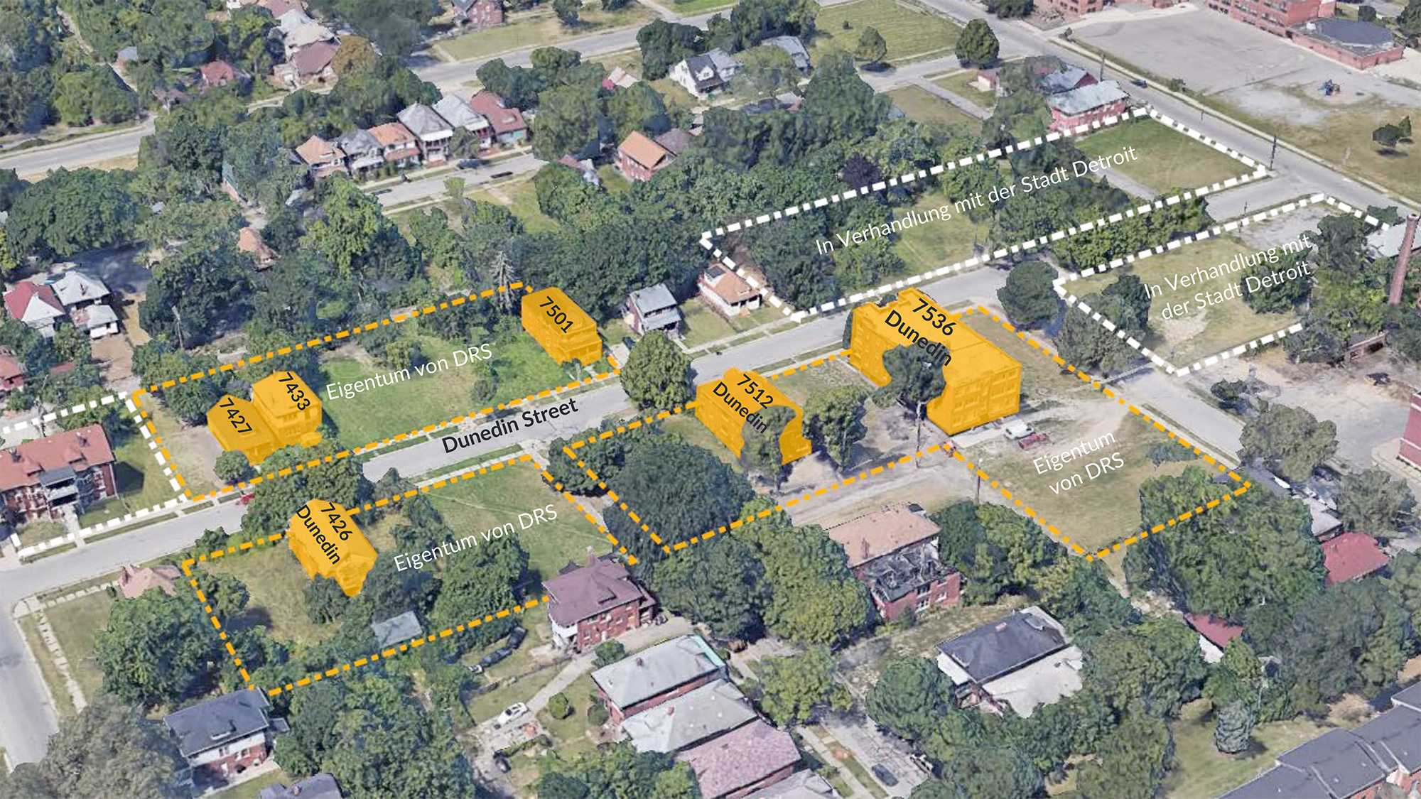 Aerial View of Properties in Dunedin Campus